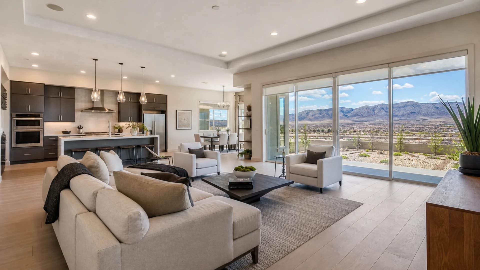 Bright open living space in a new one-story home at Mesa at Skyeview
