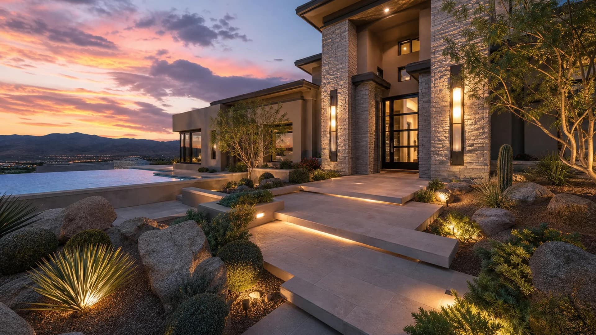 Luxury desert modern home with pool near Skye Canyon, Las Vegas